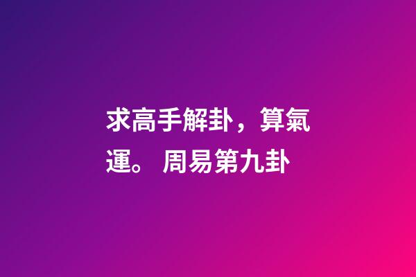 求高手解卦，算氣運。 周易第九卦